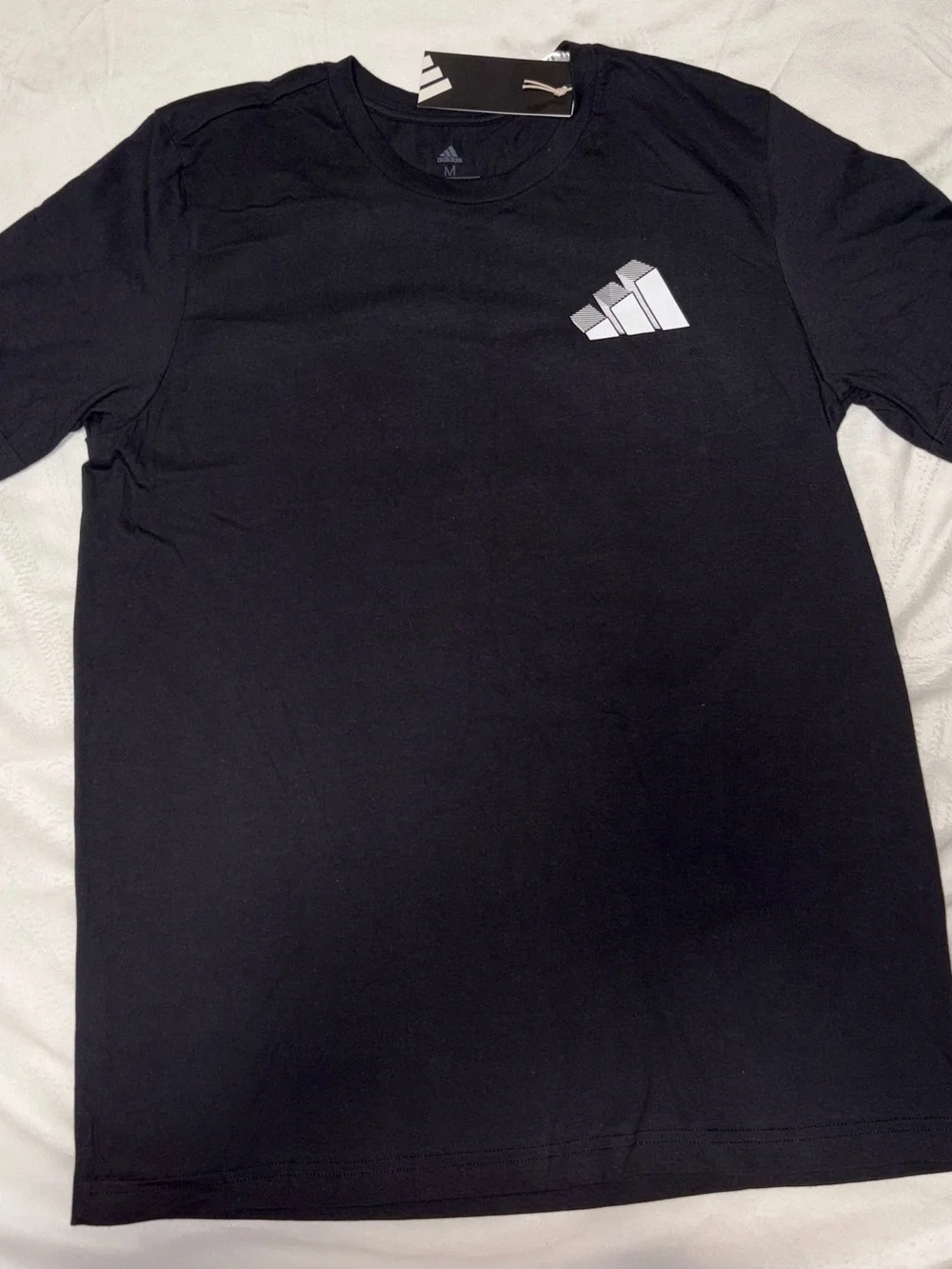 adidas Black Short-Sleeve Tee with White Circular Trefoil Graphic